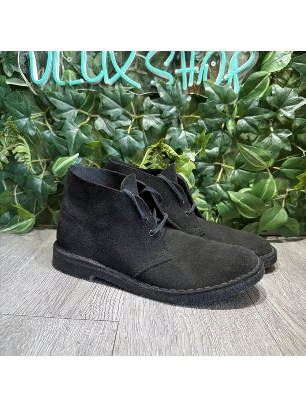 Clarks Original Desert Mens 8.5 Black Suede Crepe Sole Casual Daily Chukka Boot